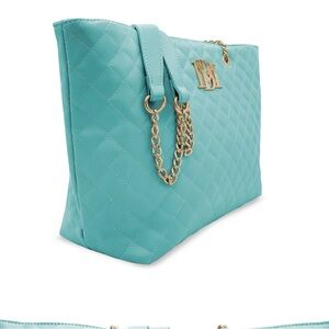 Badgley Mischka Large Quilted Tote NWT Elegant Tote Bag Quilted Blue Purse